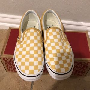Yellow checkerboard Vans